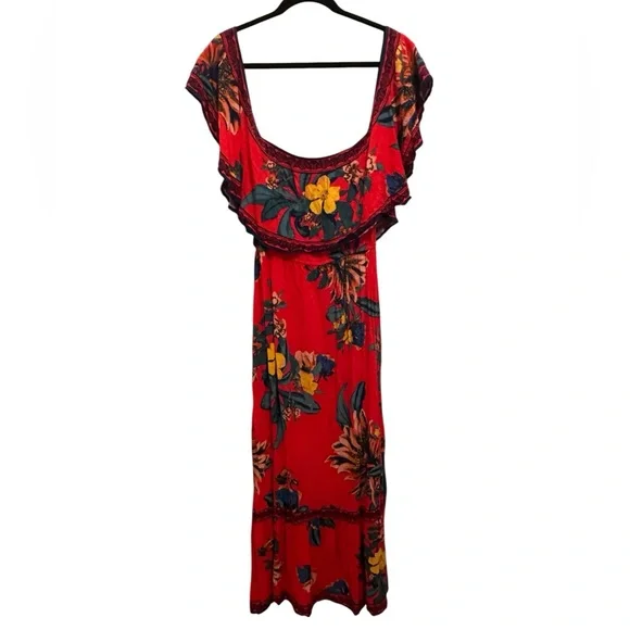 Flying Tomato Red Floral Off-Shoulder Maxi Dress. EUC - Picture 4 of 7